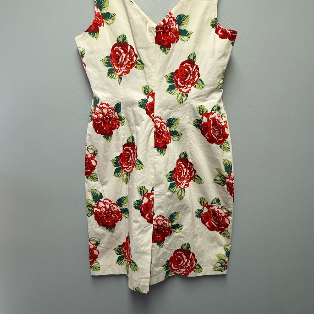 TOMMY HILFIGER WOMEN'S RED & WHITE COTTON FLORAL SUN DRESS SIZE 12 - Picture 10 of 13